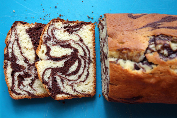 Marble loaf cake standby for holiday snacking