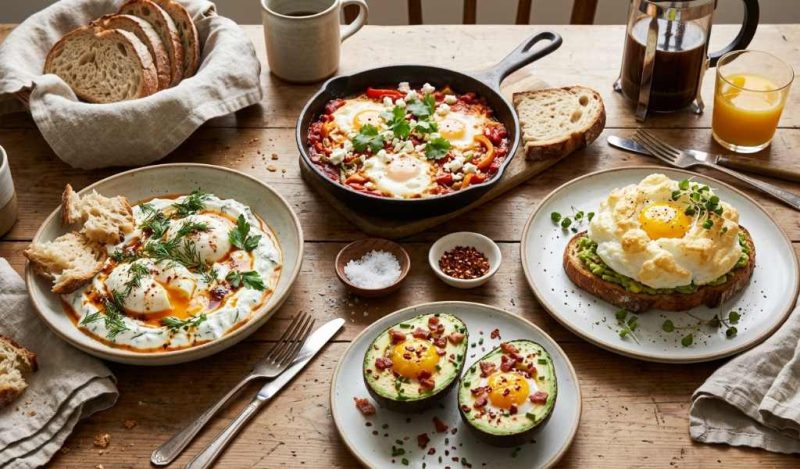 Poached egg over savory oatmeal with sautéed greens