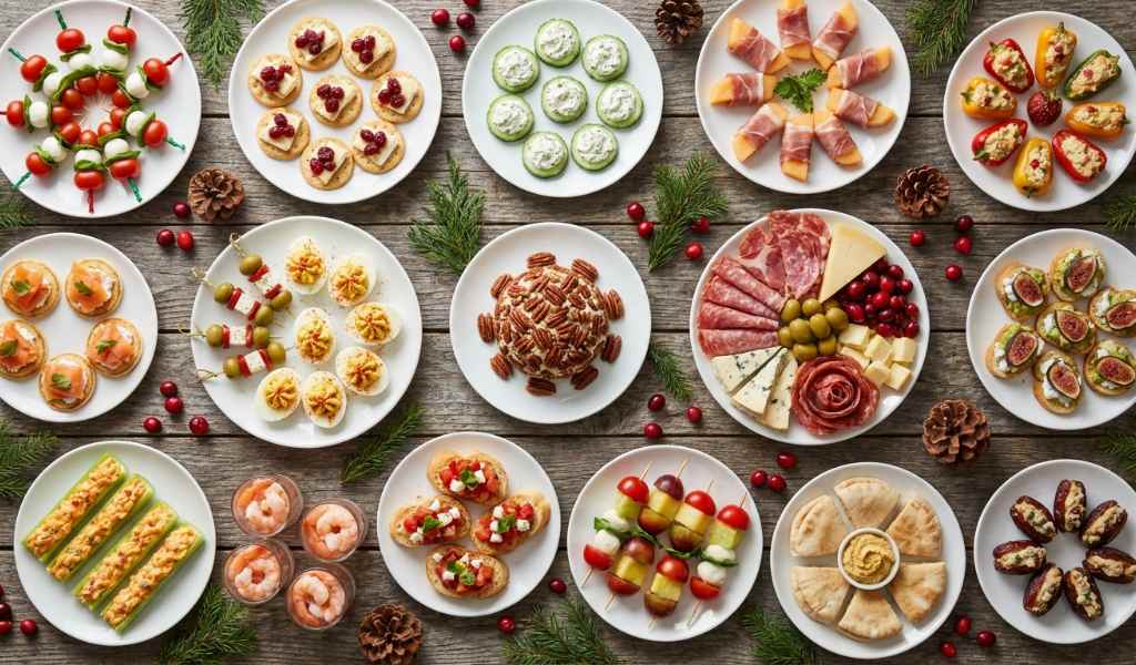 cold christmas appetizers deviled eggs on a tray