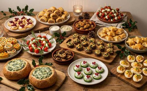 easy christmas appetizers bacon wrapped dates on a platter