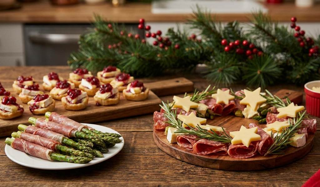 easy christmas appetizers bacon wrapped dates on a tray