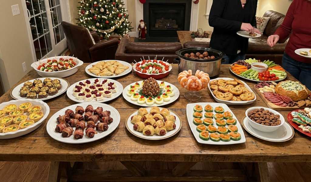 make ahead christmas appetizers stuffed mushrooms on a tray